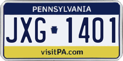 PA license plate JXG1401