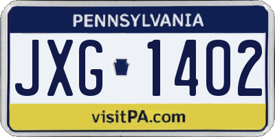 PA license plate JXG1402