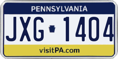 PA license plate JXG1404