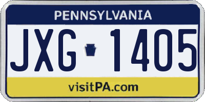 PA license plate JXG1405