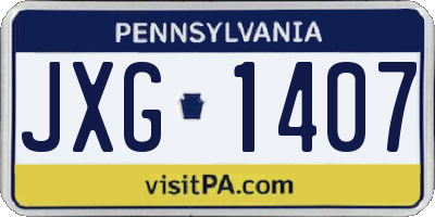 PA license plate JXG1407