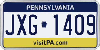 PA license plate JXG1409