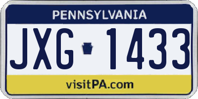 PA license plate JXG1433