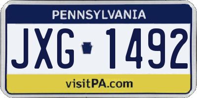 PA license plate JXG1492