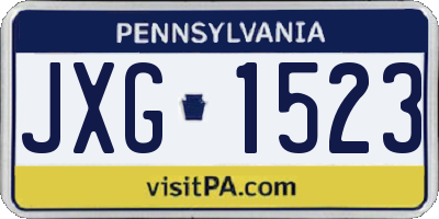 PA license plate JXG1523