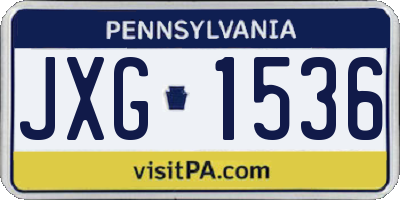 PA license plate JXG1536