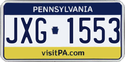 PA license plate JXG1553
