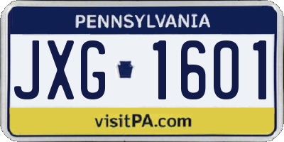 PA license plate JXG1601