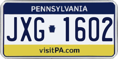 PA license plate JXG1602