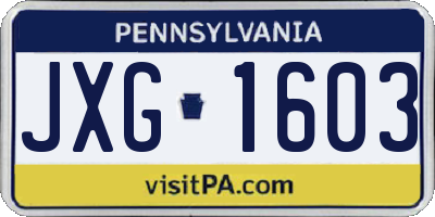 PA license plate JXG1603