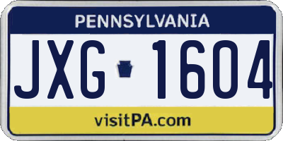PA license plate JXG1604
