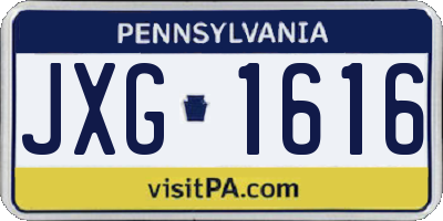 PA license plate JXG1616