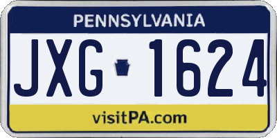 PA license plate JXG1624