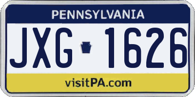 PA license plate JXG1626