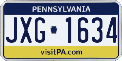 PA license plate JXG1634