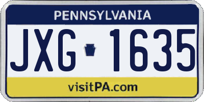 PA license plate JXG1635