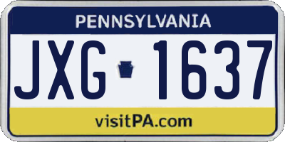 PA license plate JXG1637