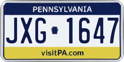 PA license plate JXG1647