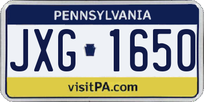 PA license plate JXG1650
