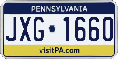 PA license plate JXG1660