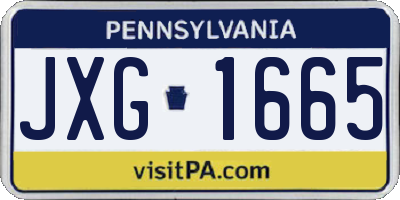 PA license plate JXG1665