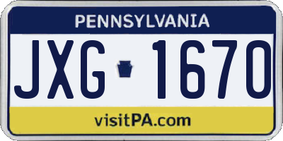 PA license plate JXG1670