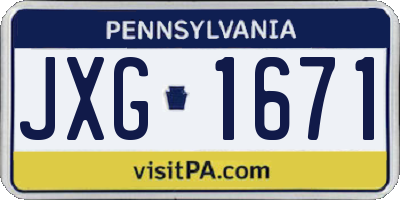 PA license plate JXG1671