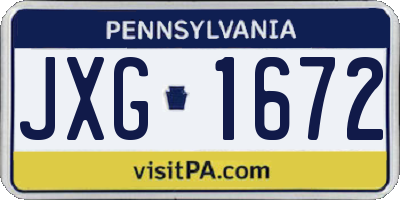 PA license plate JXG1672