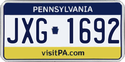 PA license plate JXG1692