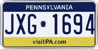 PA license plate JXG1694