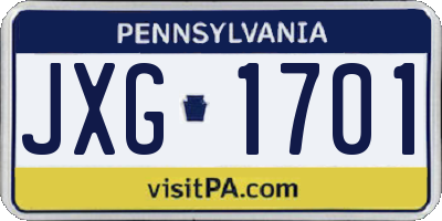 PA license plate JXG1701