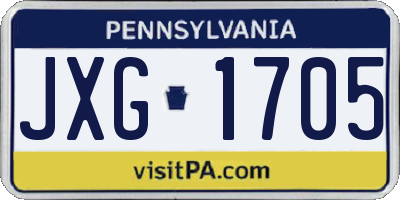 PA license plate JXG1705