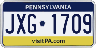PA license plate JXG1709
