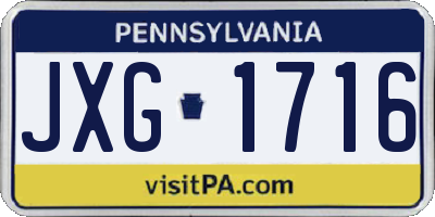 PA license plate JXG1716