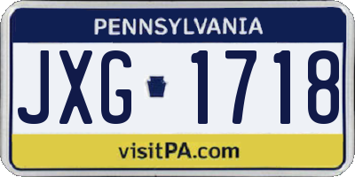 PA license plate JXG1718