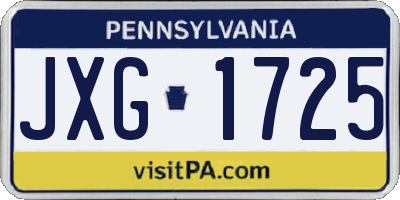 PA license plate JXG1725