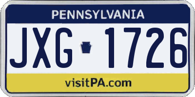 PA license plate JXG1726