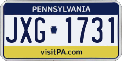 PA license plate JXG1731