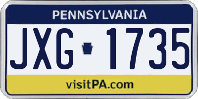 PA license plate JXG1735