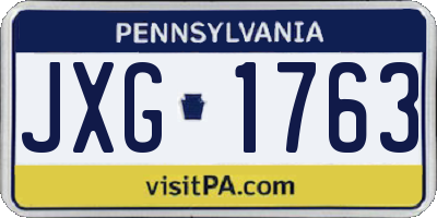 PA license plate JXG1763