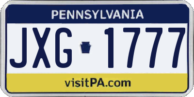 PA license plate JXG1777