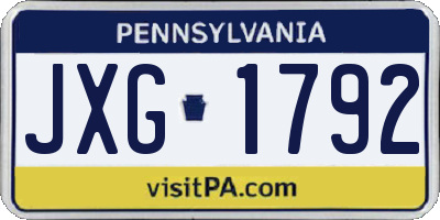 PA license plate JXG1792