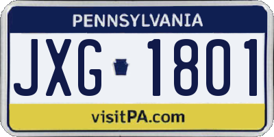 PA license plate JXG1801