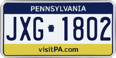 PA license plate JXG1802