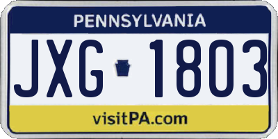 PA license plate JXG1803