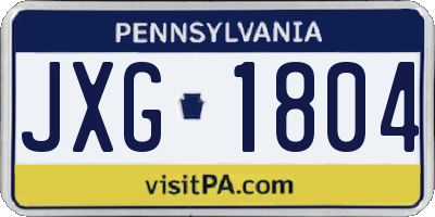 PA license plate JXG1804