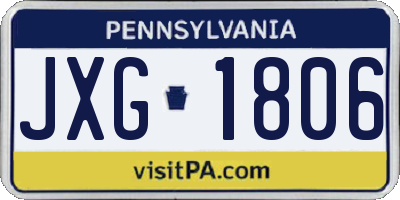 PA license plate JXG1806