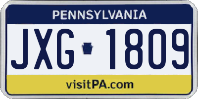 PA license plate JXG1809