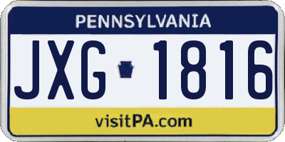 PA license plate JXG1816