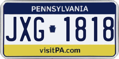PA license plate JXG1818